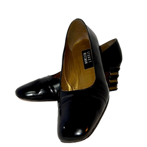 Stuart Weitzman Black Pumps with Geometric Stacked Heels Size 8.5 - GUC